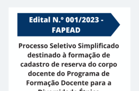 Processo Seletivo Simplificado para Formação de Cadastro de Reserva do PROETNOS está aberto