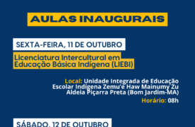 Aulas Inaugurais da LIEBI e LIEQ pelo PARFOR EQUIDADE ocorrerão nos próximos dias 11 e 12 de outubro