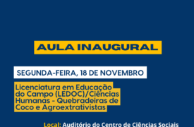 Aula Inaugural da LEDOC pelo PARFOR EQUIDADE ocorrerá no próximo dia 18 de novembro